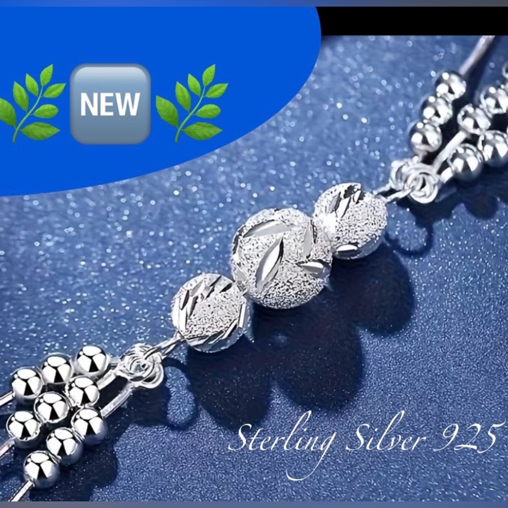 Elegant Sterling Multi Layer, Frosted Bead Bracelet ~New~